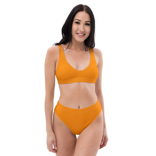 Autumn LeAnn Designs® | Adult High Waisted Bottoms Bikini Set, Bright Neon Orange