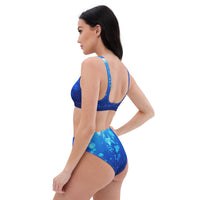 Autumn LeAnn Designs® | Adult High Waisted Bottoms Bikini Set, Water Bubbles, Blue