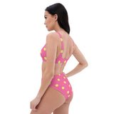 Autumn LeAnn Designs® | Adult High Waisted Bottoms Bikini Set, Polka Dots, Rose Pink & Yellow