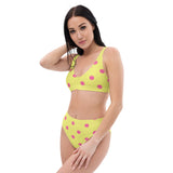 Autumn LeAnn Designs® | Adult High Waisted Bottoms Bikini Set, Polka Dots, Dolly Yellow & Pink