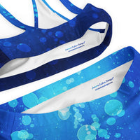 Autumn LeAnn Designs® | Adult High Waisted Bottoms Bikini Set, Water Bubbles, Blue