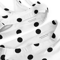 Autumn LeAnn Designs® | Adult High Waisted Bottoms Bikini Set, Polka Dots, White & Black