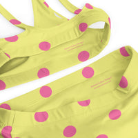 Autumn LeAnn Designs® | Adult High Waisted Bottoms Bikini Set, Polka Dots, Dolly Yellow & Pink