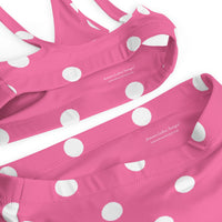 Autumn LeAnn Designs® | Adult High Waisted Bottoms Bikini Set, Polka Dots, Rose Pink & White