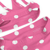 Autumn LeAnn Designs® | Adult High Waisted Bottoms Bikini Set, Polka Dots, Rose Pink & White