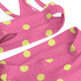 Autumn LeAnn Designs® | Adult High Waisted Bottoms Bikini Set, Polka Dots, Rose Pink & Yellow