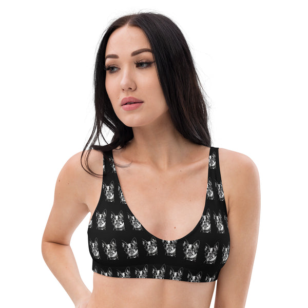 Autumn LeAnn Designs® | Adult Padded Bikini Top, Boston Terrier Dog, Black