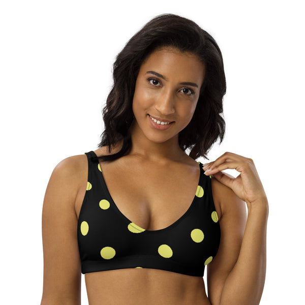 Autumn LeAnn Designs® | Adult Padded Bikini Top, Polka Dots, Blak & Yellow