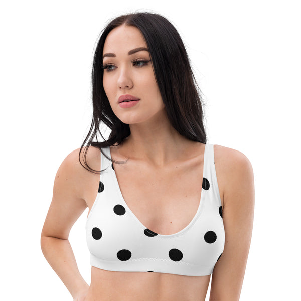 Autumn LeAnn Designs® | Adult Padded Bikini Top, Polka Dots, White & Black