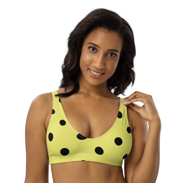 Autumn LeAnn Designs® | Adult Padded Bikini Top, Polka Dots, Dolly Yellow & Black