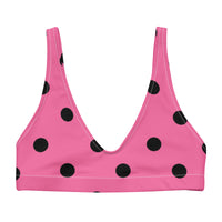 Autumn LeAnn Designs® | Adult Padded Bikini Top, Polka Dots, Rose Pink & Black