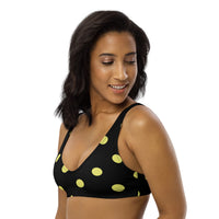 Autumn LeAnn Designs® | Adult Padded Bikini Top, Polka Dots, Black & Yellow