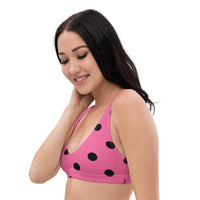 Autumn LeAnn Designs® | Adult Padded Bikini Top, Polka Dots, Rose Pink & Black