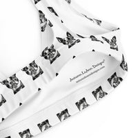 Autumn LeAnn Designs® | Adult Padded Bikini Top, Boston Terrier Dog, White