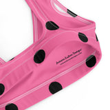 Autumn LeAnn Designs® | Adult Padded Bikini Top, Polka Dots, Rose Pink & Black