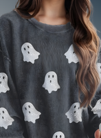 Glitter Ghost Halloween Fall Long Sleeve Sweatshirt