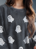 Glitter Ghost Halloween Fall Long Sleeve Sweatshirt