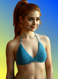 Full Coverage Aqua Blue Splash Tie Back Rave Festival Crocheted Bralette Bikini Crop Top