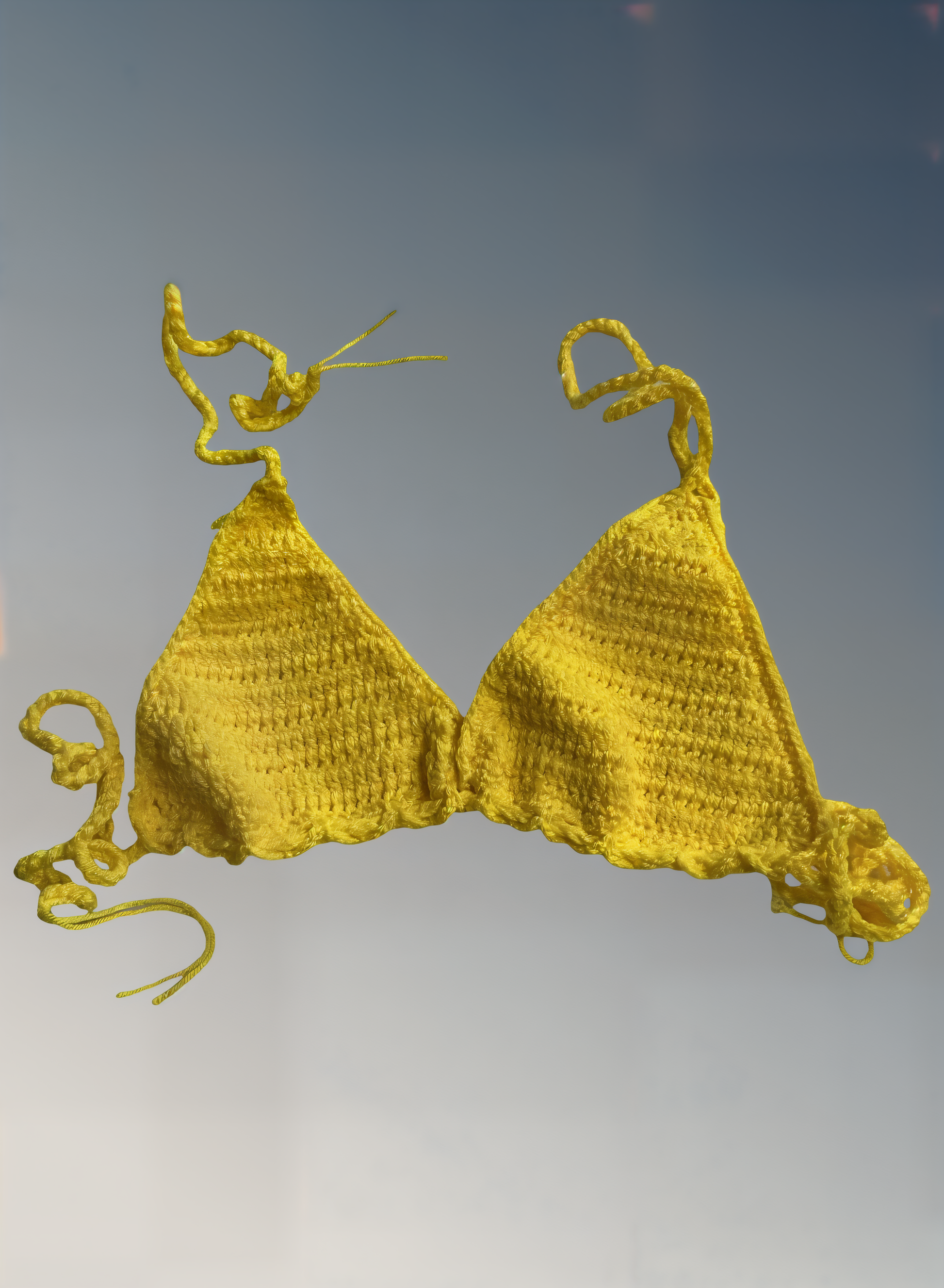 Full Coverage Yellow Tie Back Rave Festival Crocheted Bralette Bikini Crop Top - Autumn LeAnn Designs®