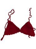 Full Coverage Red Tie Back Rave Festival Crocheted Bralette Bikini Crop Top