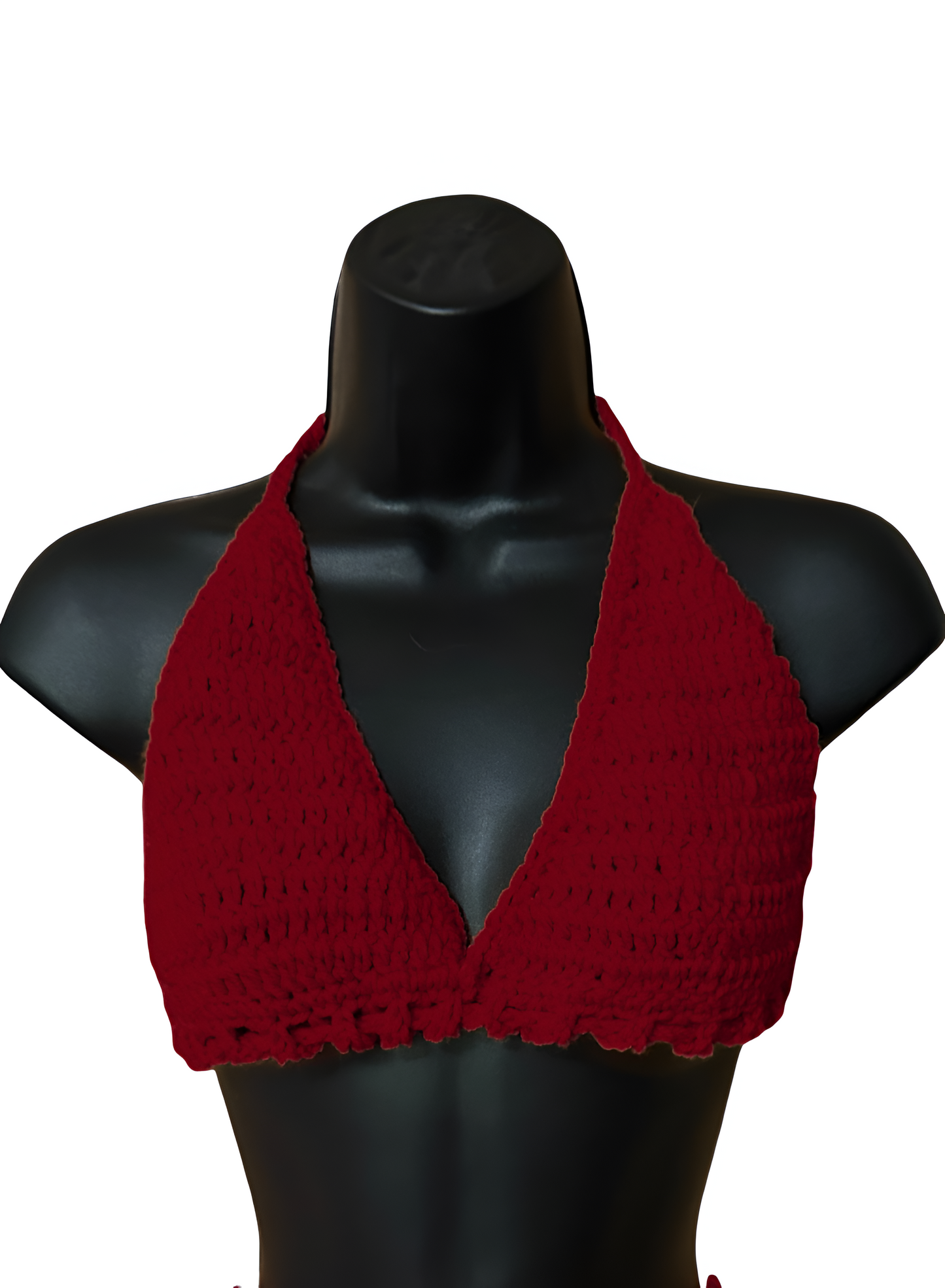 Full Coverage Red Tie Back Rave Festival Crocheted Bralette Bikini Crop Top - Autumn LeAnn Designs®