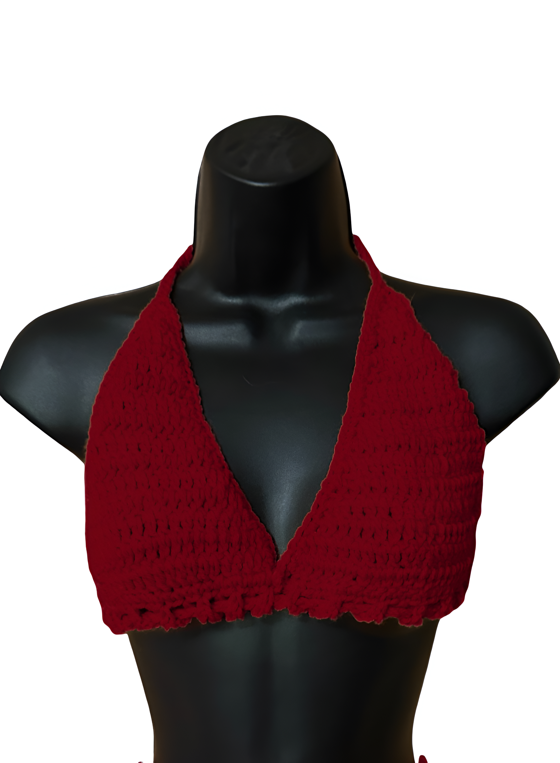 Full Coverage Red Tie Back Rave Festival Crocheted Bralette Bikini Crop Top - Autumn LeAnn Designs®
