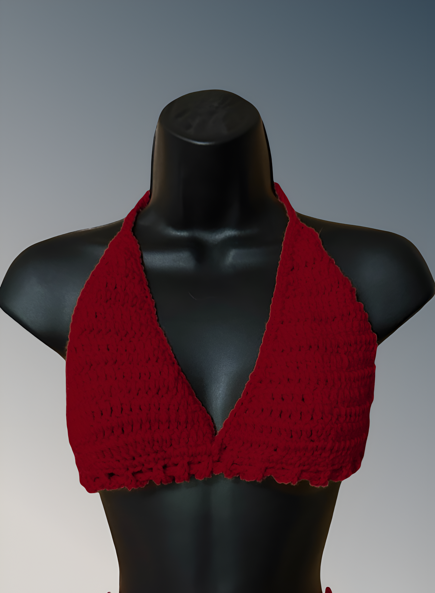 Full Coverage Red Tie Back Rave Festival Crocheted Bralette Bikini Crop Top - Autumn LeAnn Designs®