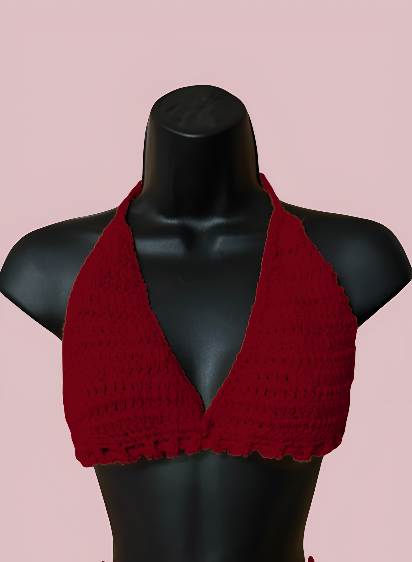 Full Coverage Red Tie Back Rave Festival Crocheted Bralette Bikini Crop Top - Autumn LeAnn Designs®