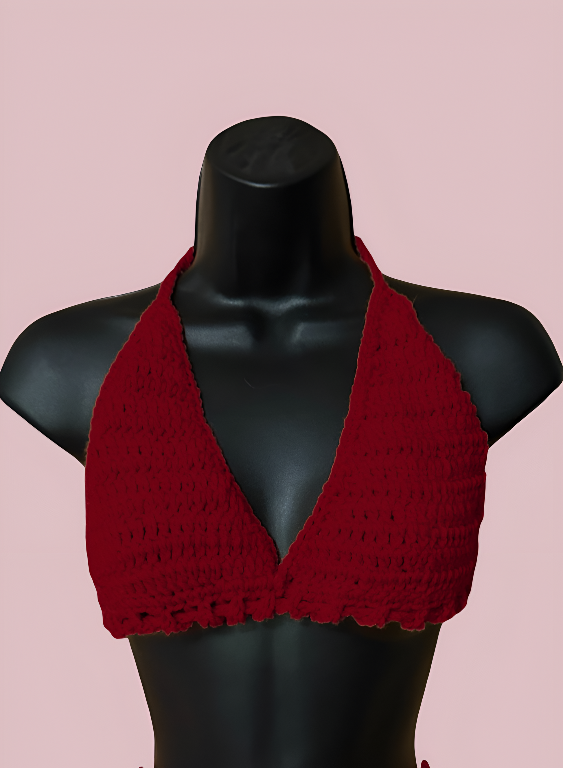 Full Coverage Red Tie Back Rave Festival Crocheted Bralette Bikini Crop Top - Autumn LeAnn Designs®