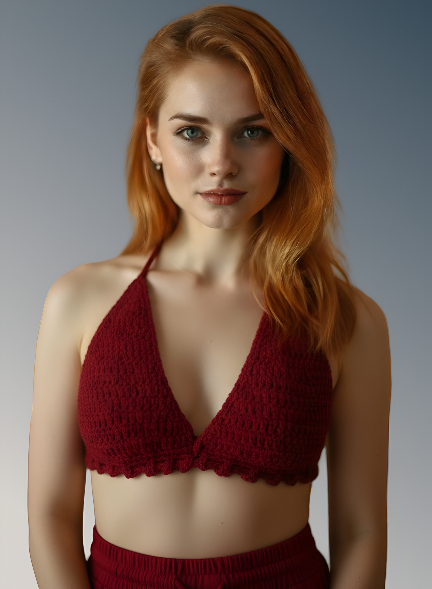 Full Coverage Red Tie Back Rave Festival Crocheted Bralette Bikini Crop Top - Autumn LeAnn Designs®