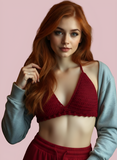 Full Coverage Red Tie Back Rave Festival Crocheted Bralette Bikini Crop Top