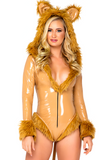 Queen Lioness 1pc Hooded Bodysuit Women's Halloween Cosplay Costume