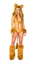 Queen Lioness 1pc Hooded Bodysuit Women's Halloween Cosplay Costume