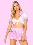 Pink Pleated Vinyl Skirt