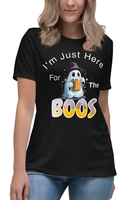 Autumn LeAnn Designs | I'm Just Here For The BOOS, Halloween Ghost Women's Relaxed T-Shirt, Black