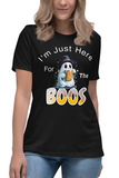 Autumn LeAnn Designs | I'm Just Here For The BOOS, Halloween Ghost Women's Relaxed T-Shirt, Black