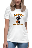 Autumn LeAnn Designs | Happy Halloween Boston Terrier Women's Relax T-Shirt, White