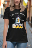 Autumn LeAnn Designs | I'm Just Here For The BOOS, Halloween Ghost Women's Relaxed T-Shirt, Black