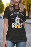 Autumn LeAnn Designs | I'm Just Here For The BOOS, Halloween Ghost Women's Relaxed T-Shirt, Dark Heather Gray