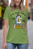 Autumn LeAnn Designs | I'm Just Here For The BOOS, Halloween Ghost Women's Relaxed T-Shirt, Leaf Green