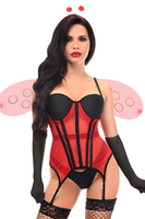 Sexy Ladybug Lingerie Bustier 4pc Cosplay Women's Halloween Costume