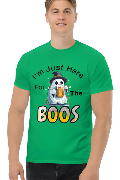 Autumn LeAnn Designs | I'm Just Here For The BOOS, Halloween Ghost Men's Classic Tee Shirt, Green