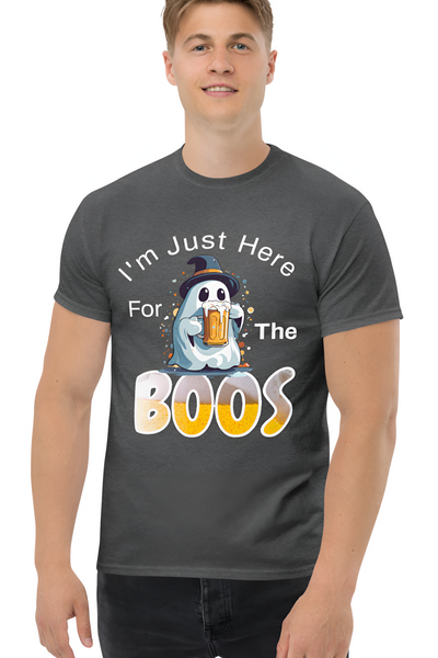 Autumn LeAnn Designs | I'm Just Here For The BOOS, Halloween Ghost Men's Classic Tee Shirt, Dark Gray
