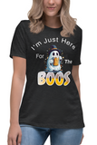 Autumn LeAnn Designs | I'm Just Here For The BOOS, Halloween Ghost Women's Relaxed T-Shirt, Dark Heather Gray