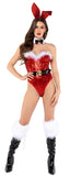 Sexy Holiday Bunny Red Sequin Corset Romper Costume