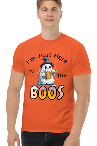 Autumn LeAnn Designs | I'm Just Here For The BOOS, Halloween Ghost Men's Classic Tee Shirt, Orange