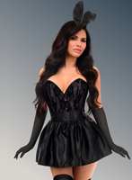 Premium Boudoir Women's Black 5pc Corset Halloween Cosplay Fantasy  Bunny Costume