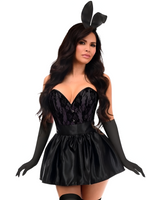 Premium Boudoir Women's Black 5pc Corset Halloween Cosplay Fantasy  Bunny Costume
