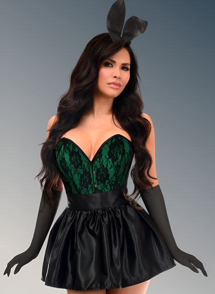 Premium Boudoir Women's Green 5pc Corset Halloween Cosplay Fantasy  Bunny Costume