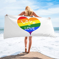 Autumn LeAnn Designs® | Rainbow Heart Love is Love Beach Towel